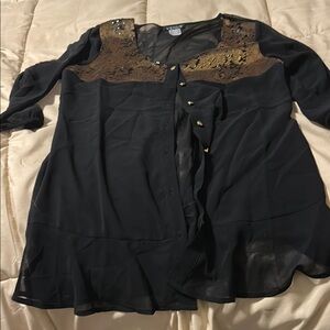 VENUS Black and Gold Women's Top
